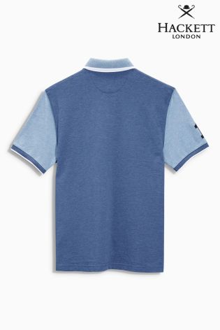 Blue/Grey Hackett Panelled Number Polo